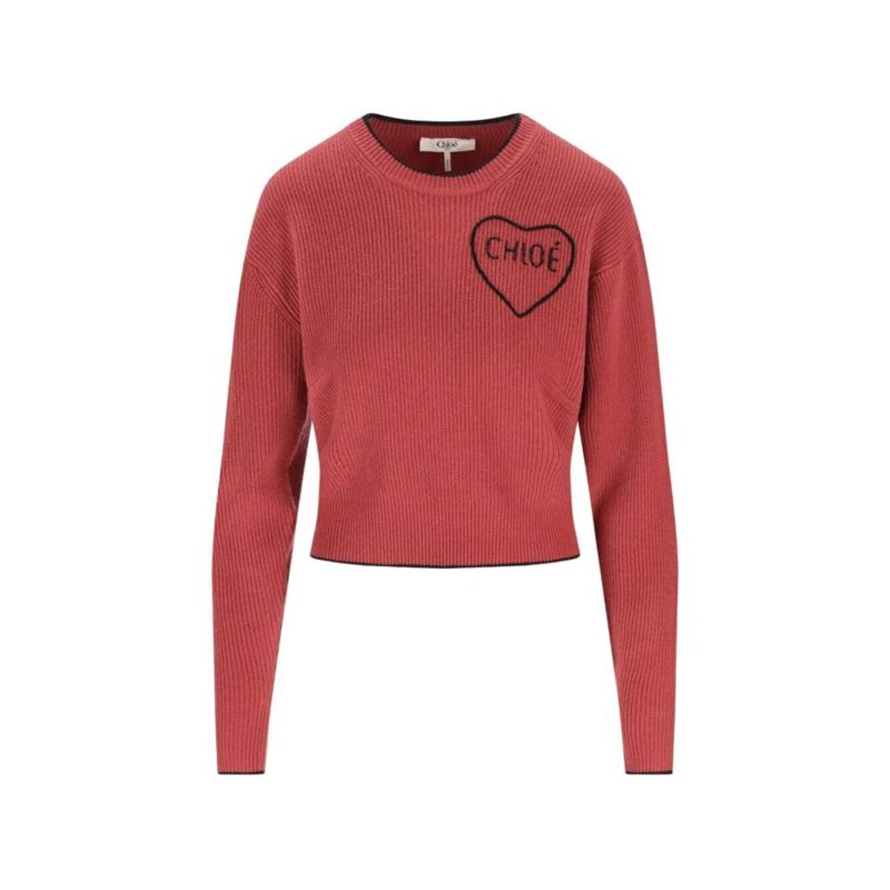 Cropped Fitted Wool Knit Logo Sweater Women